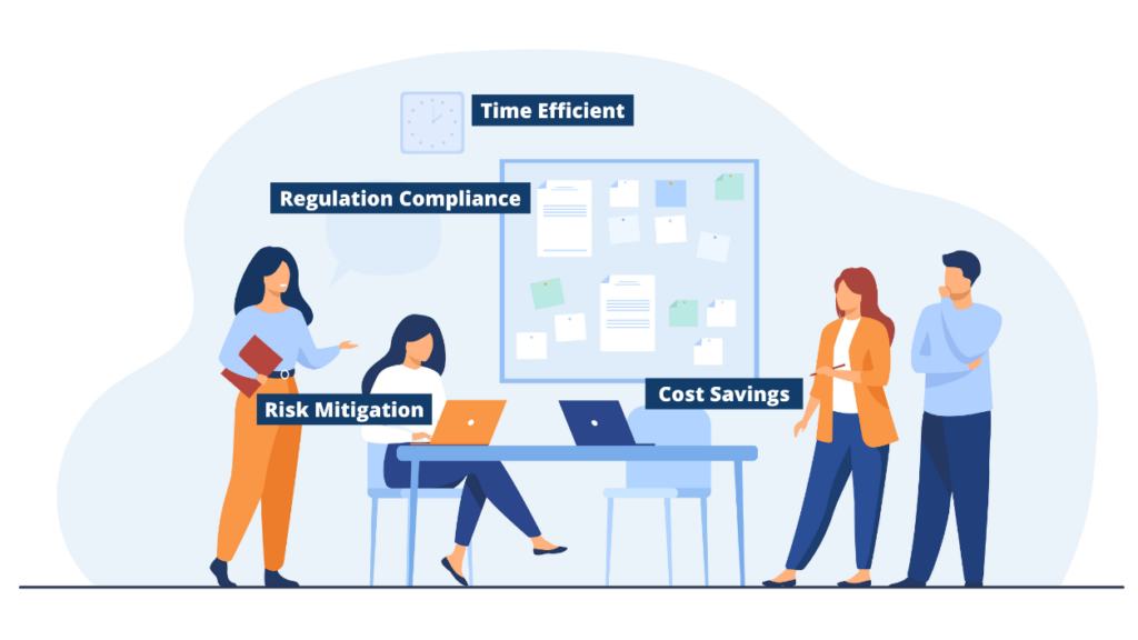 The benefits of Employee Outsourcing Services are: time-efficient, cost-savings, regulation compliance, and risk mitigation.